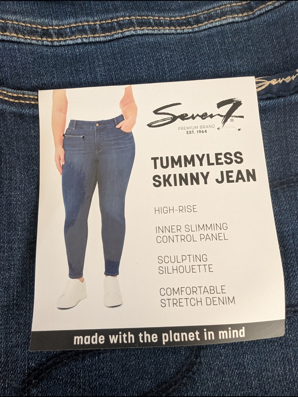 Seven7 Tummyless High Rise Skinny Jeans 18W NWT Dark Wash Stretch Denim - Picture 5 of 9